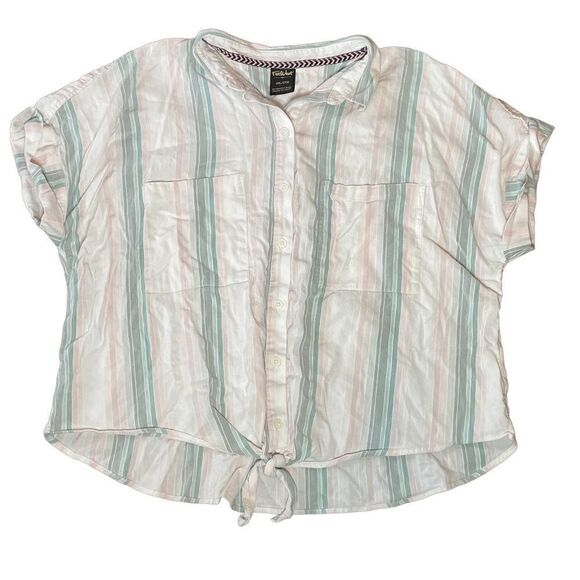 Far West Pastel Striped Button-up Crop Top Size 2XL - Picture 1 of 5